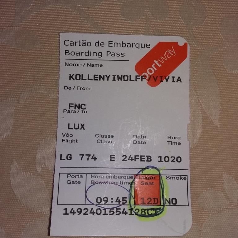ticket d'avion... pour retenir la bonne rangée.